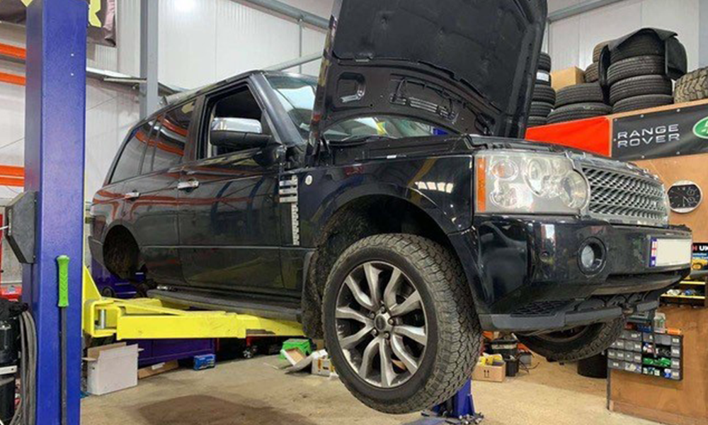 Range Rover undergoing repair and maintenance at AJ 4X4 